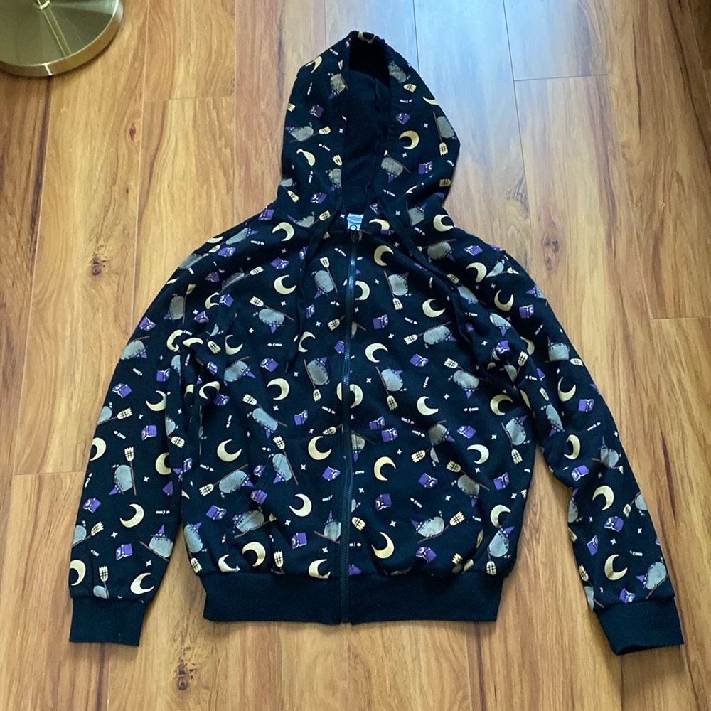 Pusheen Halloween witch and moon hoodie